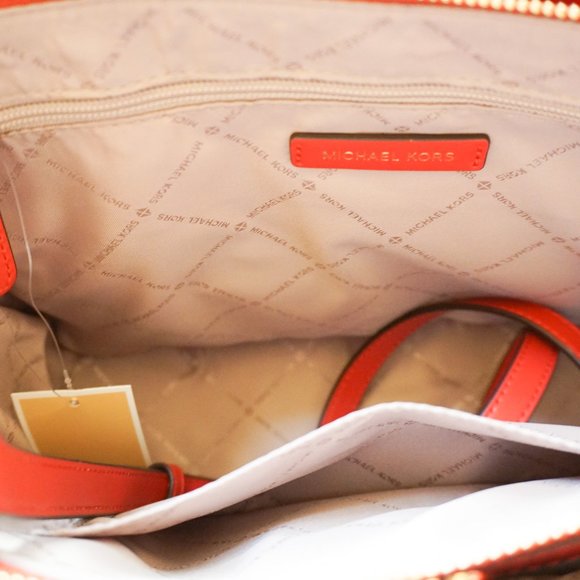 Michael Kors Hope Large Satchel Shoulder Crossbody Bag Red Flame - Picture 10 of 13